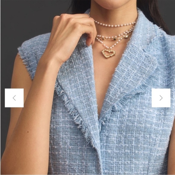 Anthropologie Maeve Sleeveless Tweed Blazer Mini Dress Light Blue Sz 6 NEW - Picture 2 of 14